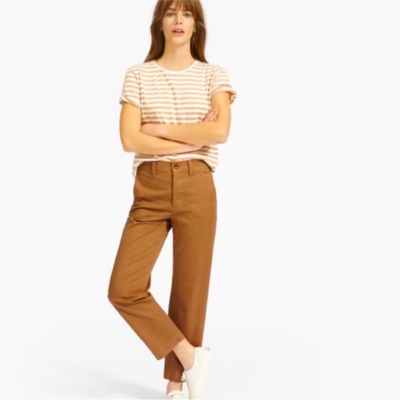 Everlane Lightweight Relaxed Fit Chino Pants Khaki Straight-Leg Cotton Twill - Picture 8 of 10